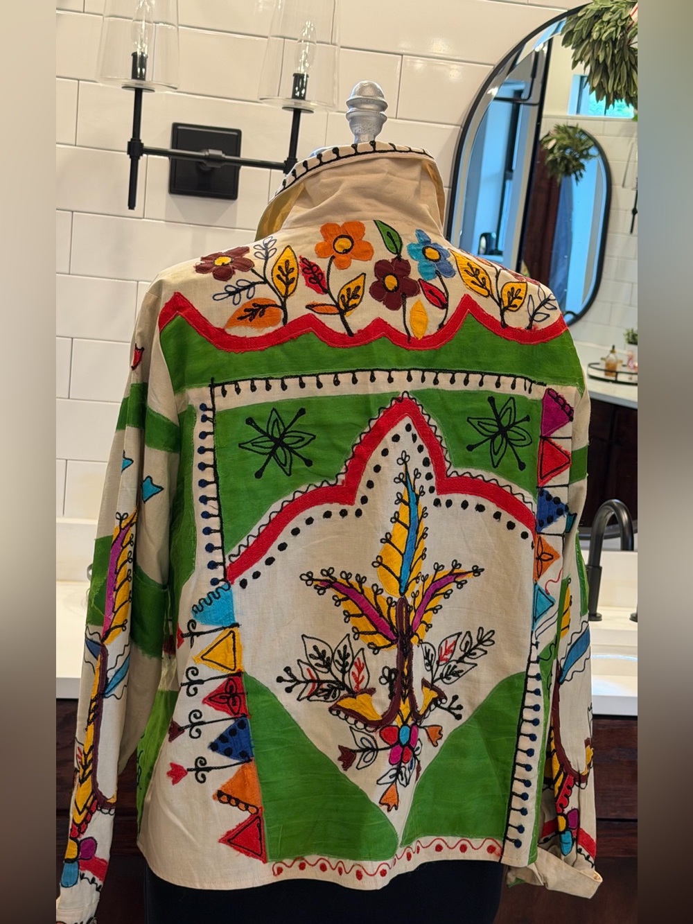 Rare Vintage Sandy Starkman Hand Painted Embroider Boho Art Jacket Statement XL - Picture 7 of 15